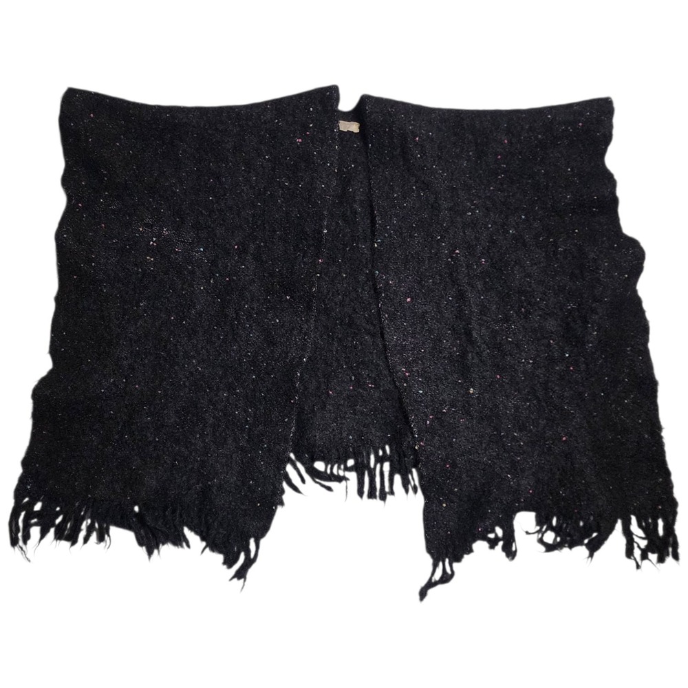Vintage Wool Knit Handmade Shawl Shrug Wrap Womens One Size Tassels Grandmacore